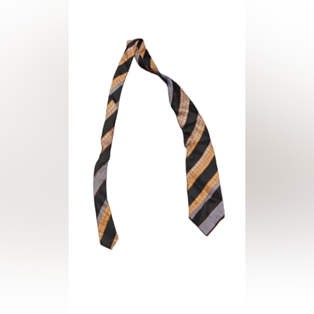 Vintage Lanvin Mens Patterned Striped Silk Designer Tie